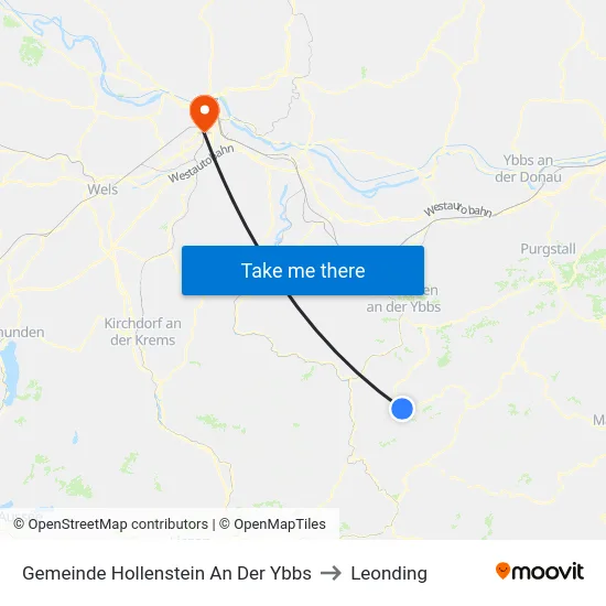Gemeinde Hollenstein An Der Ybbs to Leonding map