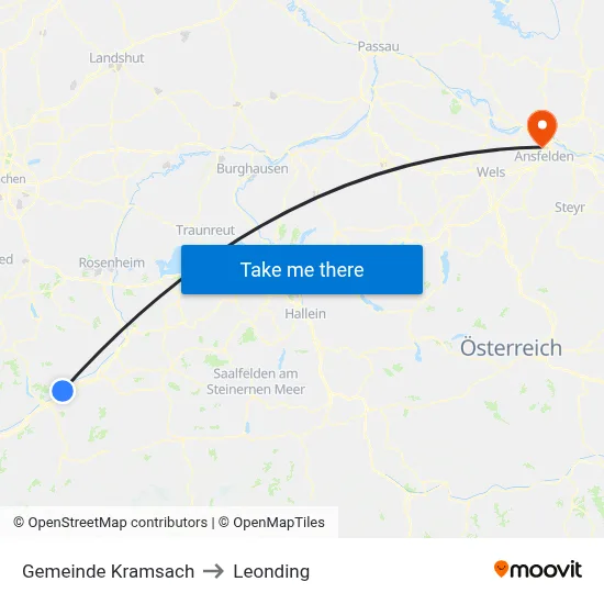 Gemeinde Kramsach to Leonding map
