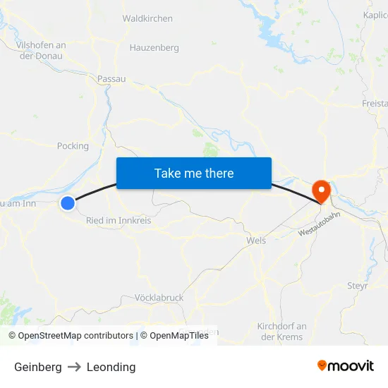 Geinberg to Leonding map
