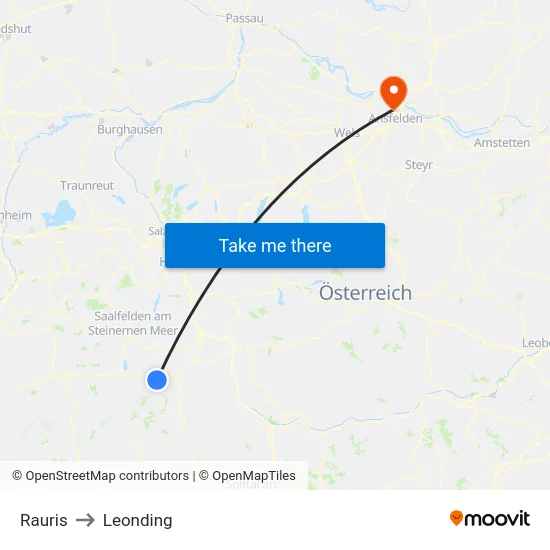 Rauris to Leonding map