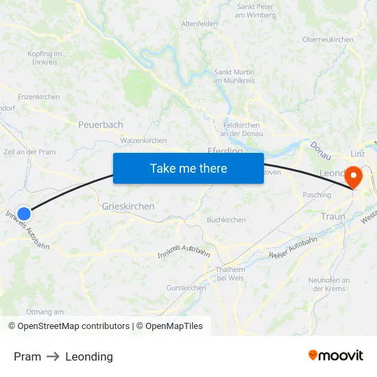 Pram to Leonding map