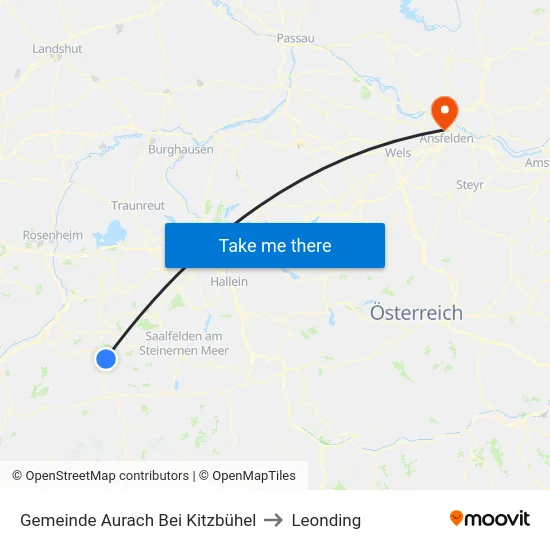 Gemeinde Aurach Bei Kitzbühel to Leonding map
