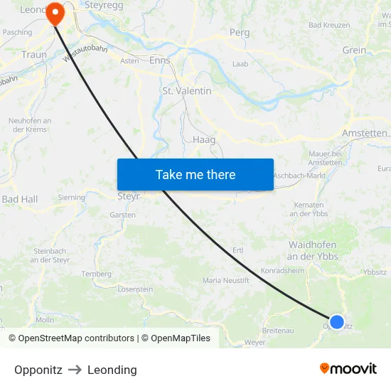 Opponitz to Leonding map