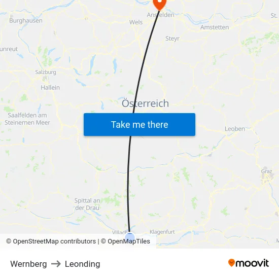 Wernberg to Leonding map