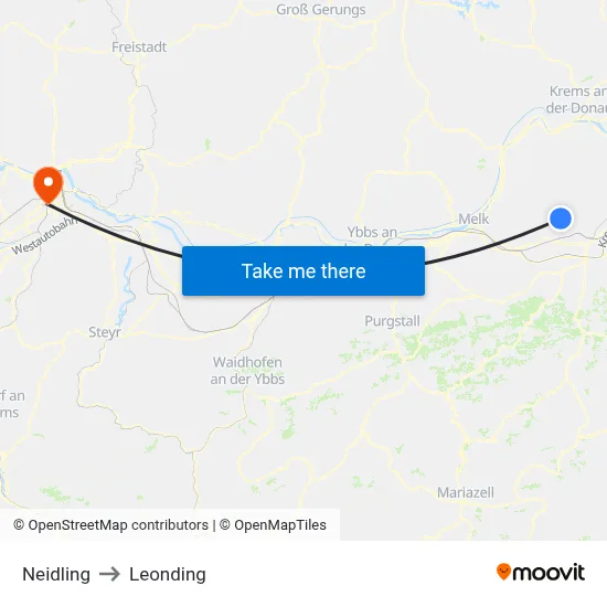 Neidling to Leonding map