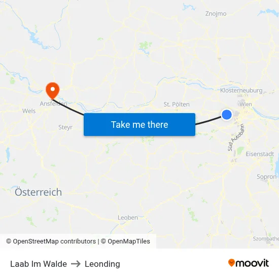 Laab Im Walde to Leonding map