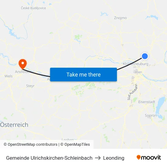Gemeinde Ulrichskirchen-Schleinbach to Leonding map
