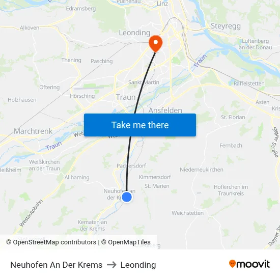 Neuhofen An Der Krems to Leonding map