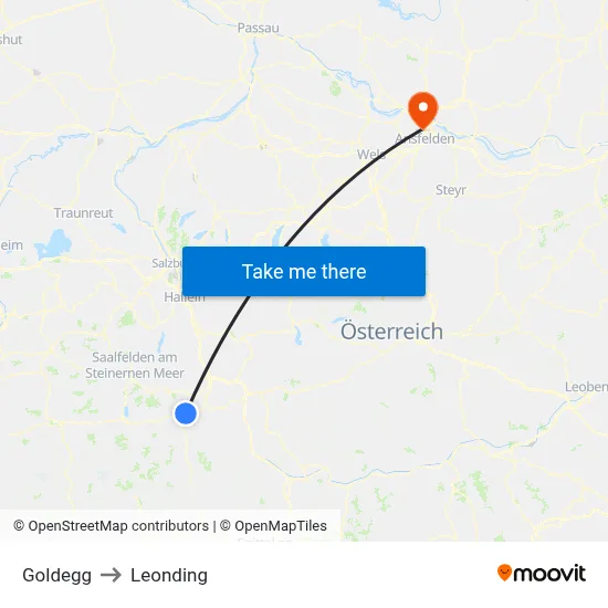 Goldegg to Leonding map