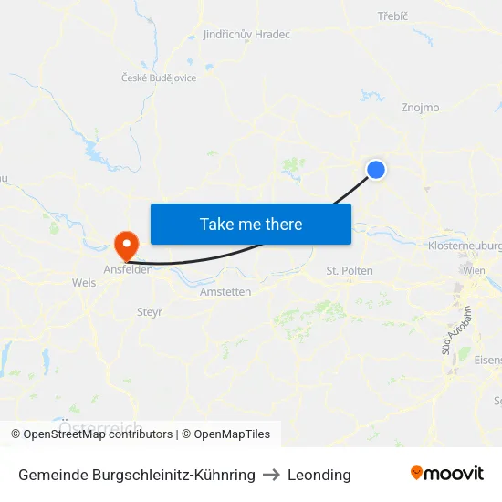 Gemeinde Burgschleinitz-Kühnring to Leonding map