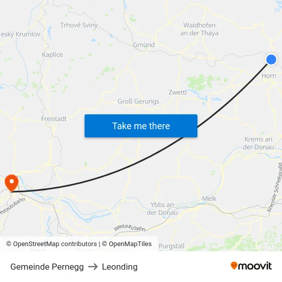 Gemeinde Pernegg to Leonding map