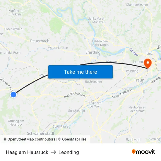 Haag am Hausruck to Leonding map