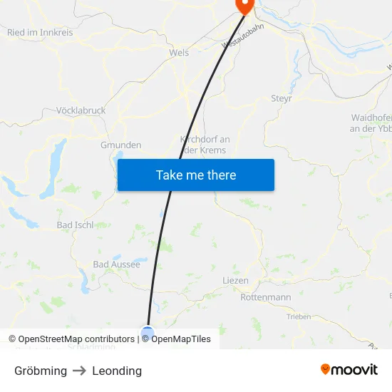 Gröbming to Leonding map