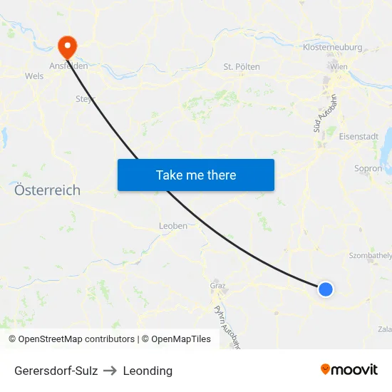 Gerersdorf-Sulz to Leonding map