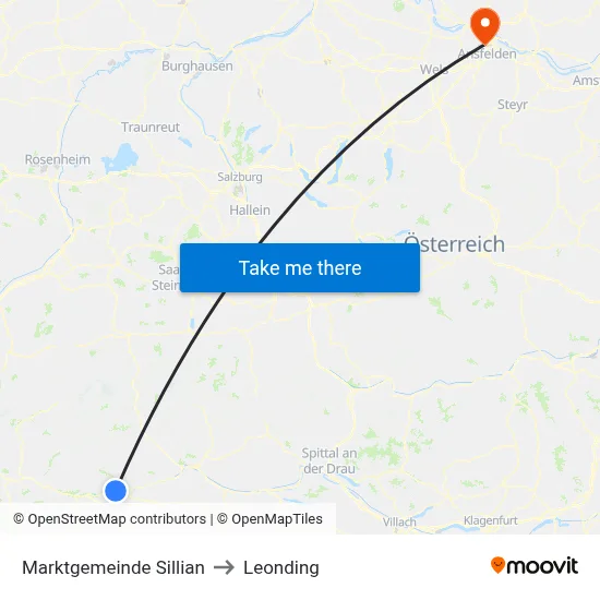 Marktgemeinde Sillian to Leonding map