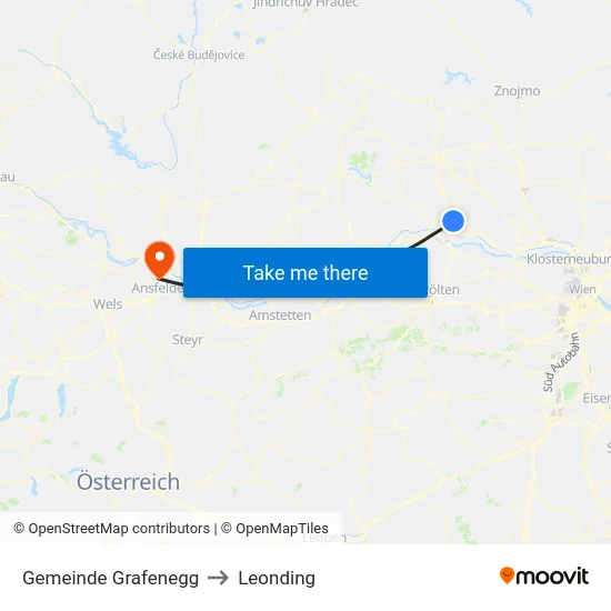 Gemeinde Grafenegg to Leonding map