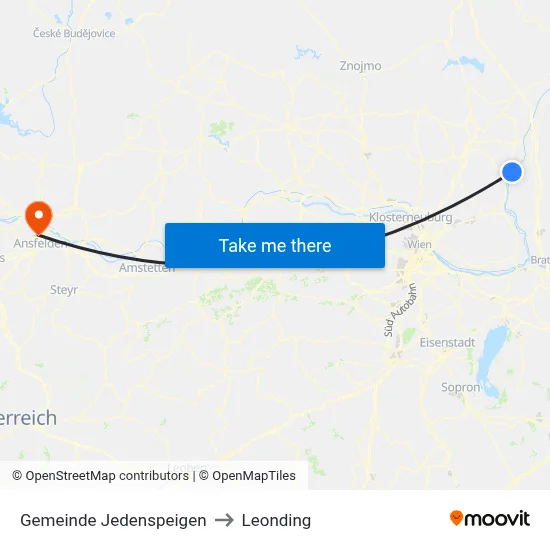 Gemeinde Jedenspeigen to Leonding map