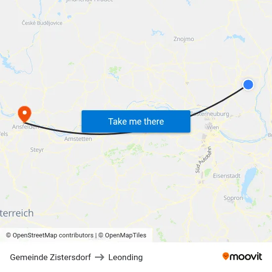 Gemeinde Zistersdorf to Leonding map