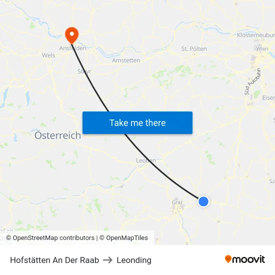 Hofstätten An Der Raab to Leonding map