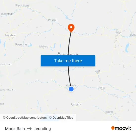 Maria Rain to Leonding map