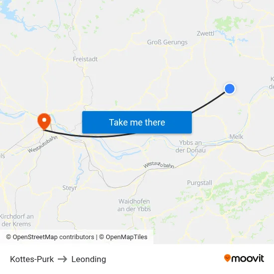 Kottes-Purk to Leonding map