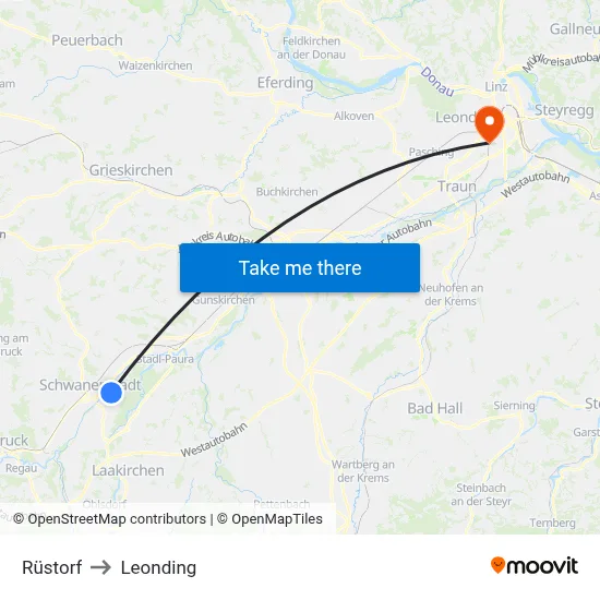 Rüstorf to Leonding map