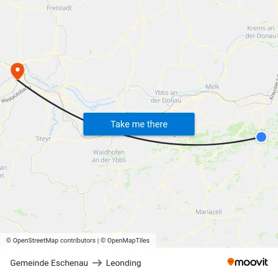 Gemeinde Eschenau to Leonding map