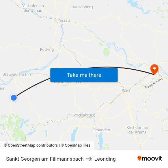 Sankt Georgen am Fillmannsbach to Leonding map