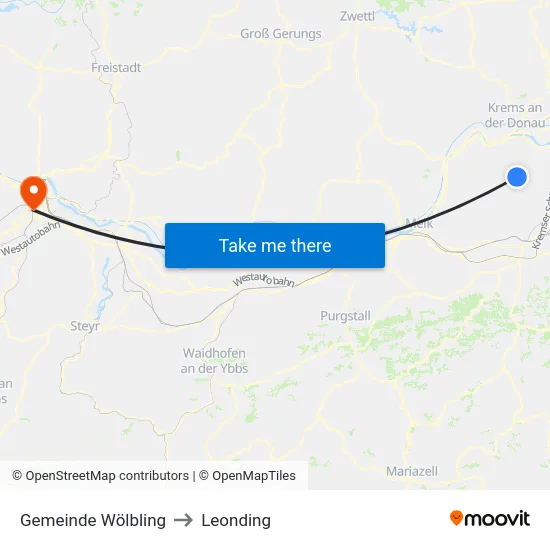 Gemeinde Wölbling to Leonding map