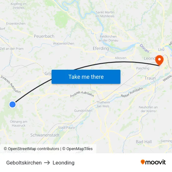 Geboltskirchen to Leonding map