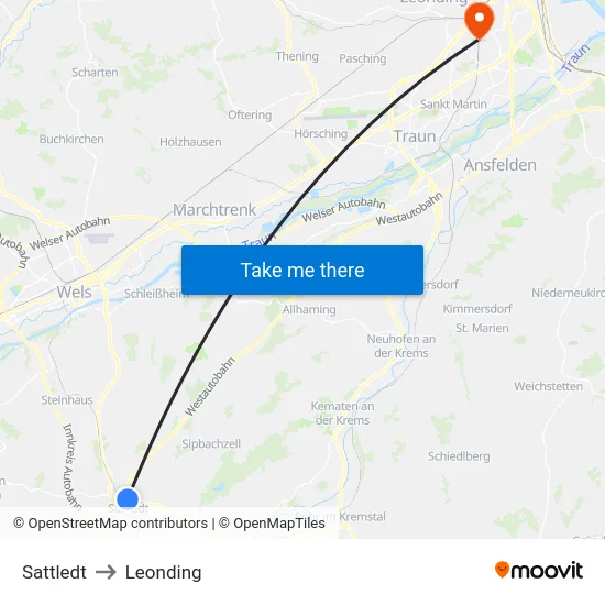 Sattledt to Leonding map