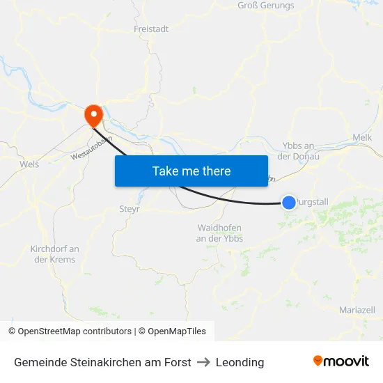 Gemeinde Steinakirchen am Forst to Leonding map