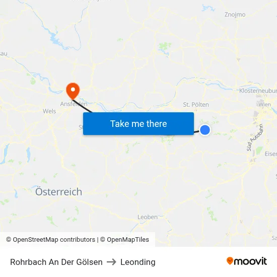 Rohrbach An Der Gölsen to Leonding map