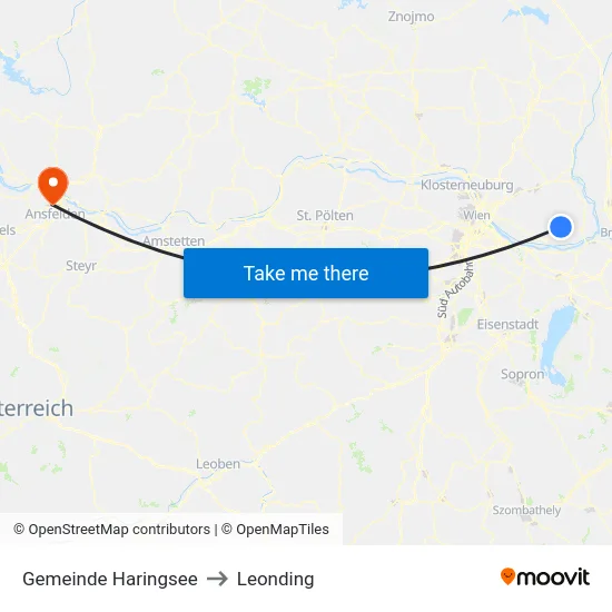 Gemeinde Haringsee to Leonding map