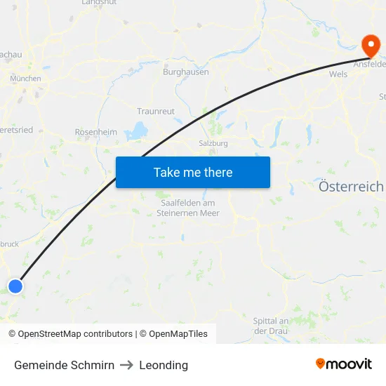 Gemeinde Schmirn to Leonding map