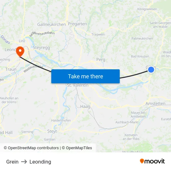 Grein to Leonding map