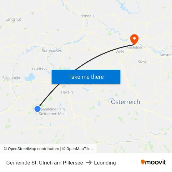 Gemeinde St. Ulrich am Pillersee to Leonding map