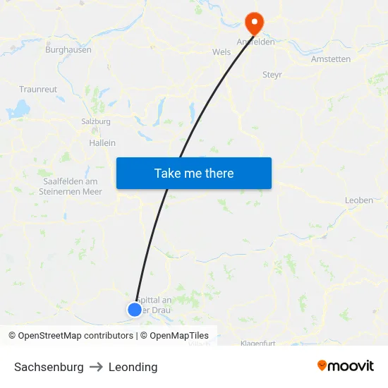 Sachsenburg to Leonding map