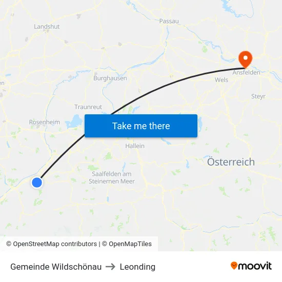 Gemeinde Wildschönau to Leonding map