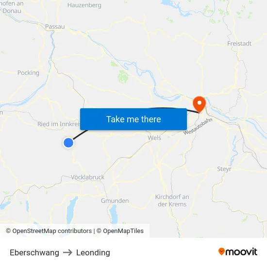 Eberschwang to Leonding map