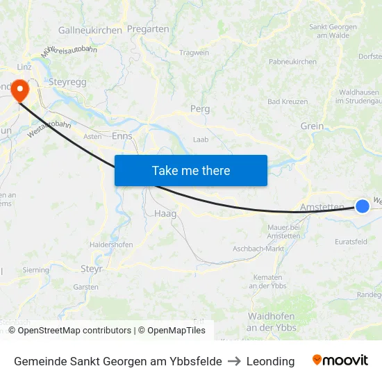 Gemeinde Sankt Georgen am Ybbsfelde to Leonding map