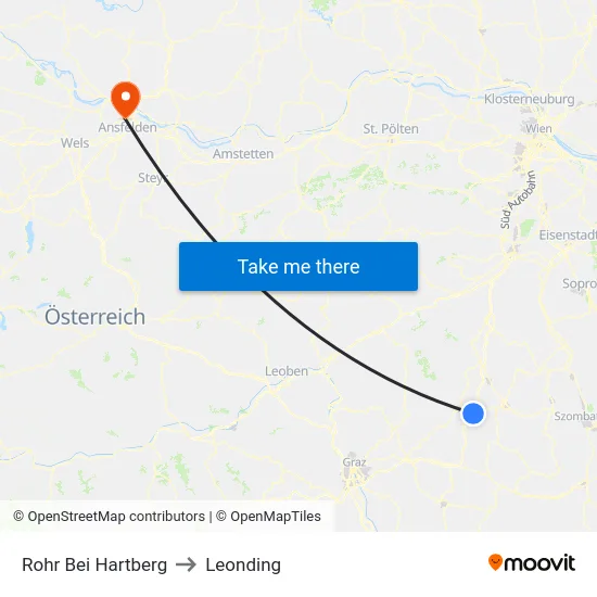 Rohr Bei Hartberg to Leonding map