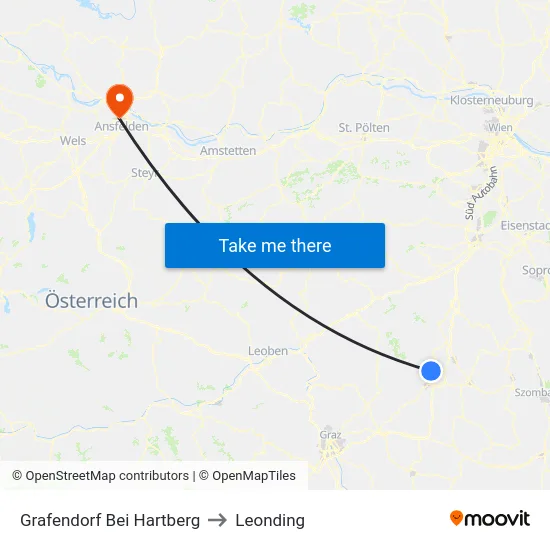 Grafendorf Bei Hartberg to Leonding map