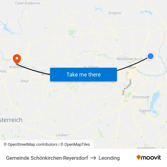 Gemeinde Schönkirchen-Reyersdorf to Leonding map