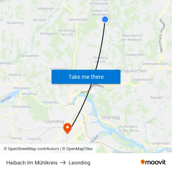Haibach Im Mühlkreis to Leonding map