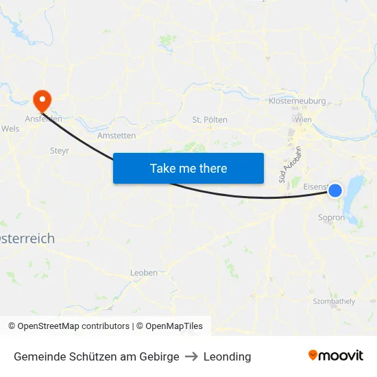 Gemeinde Schützen am Gebirge to Leonding map