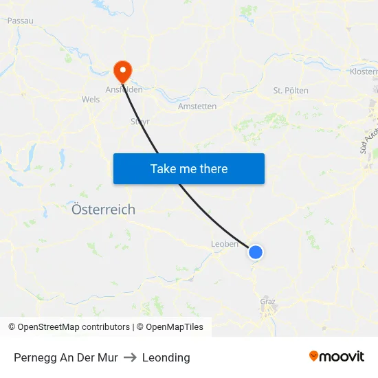 Pernegg An Der Mur to Leonding map