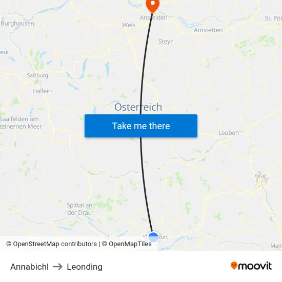 Annabichl to Leonding map