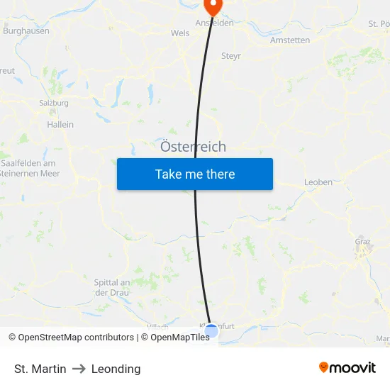 St. Martin to Leonding map