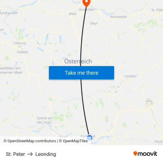 St. Peter to Leonding map